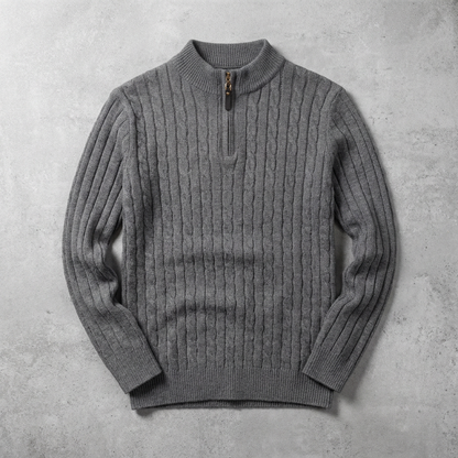 Men's Wool Quarter Zip Sweater - Knit Pullover