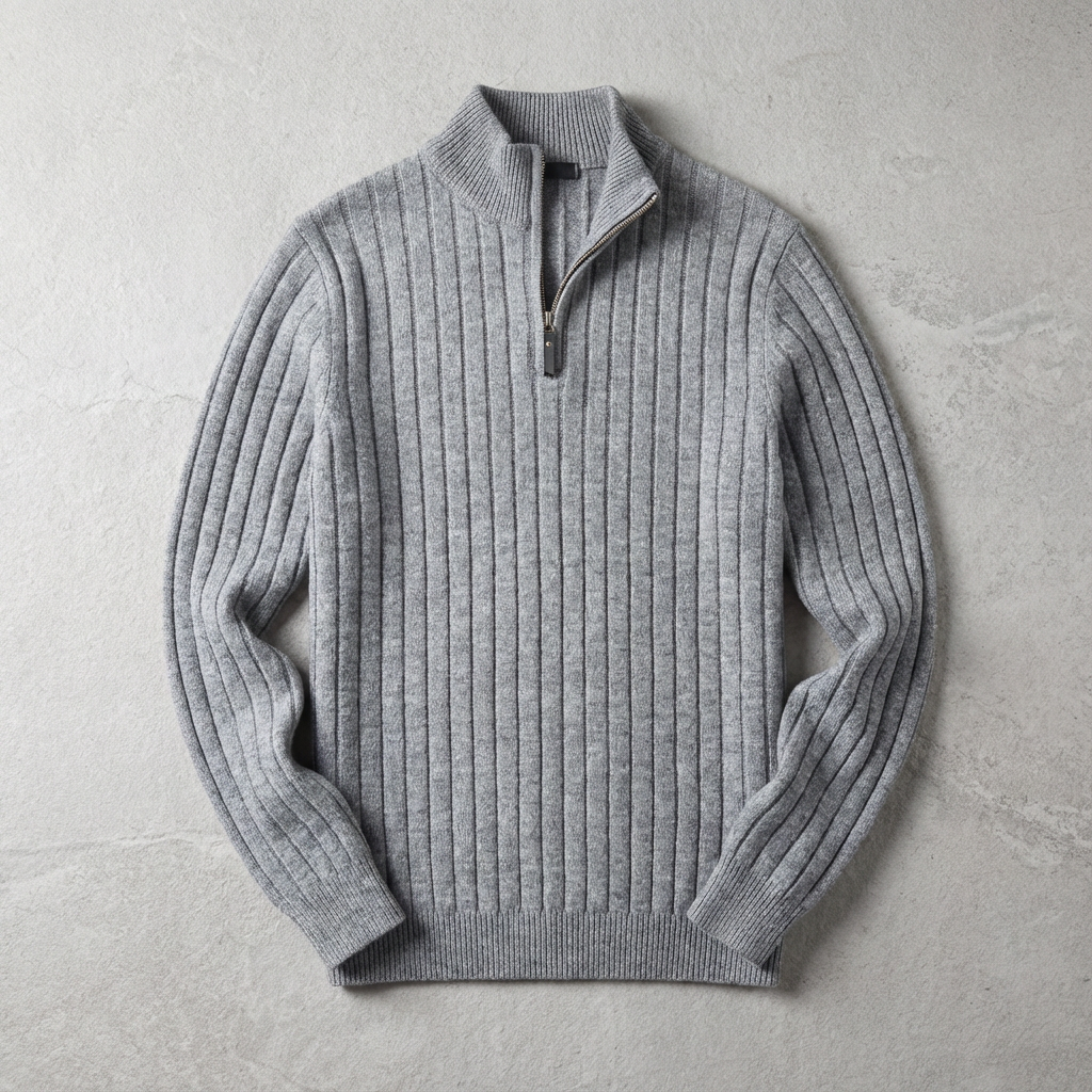 Men's Wool Quarter Zip Sweater - Knit Pullover