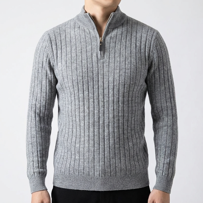 Men's Wool Quarter Zip Sweater - Warm Knit Pullover