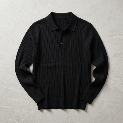 Men's Knit Polo Shirt - Casual Short Sleeve Sweater Top