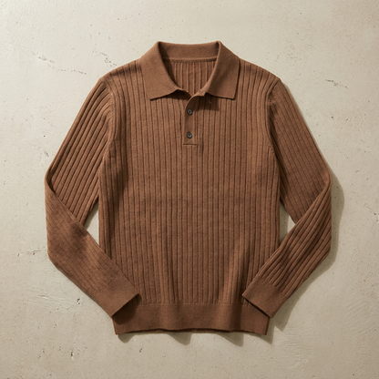 Men's Knit Polo Shirt - Casual Short Sleeve Sweater Top