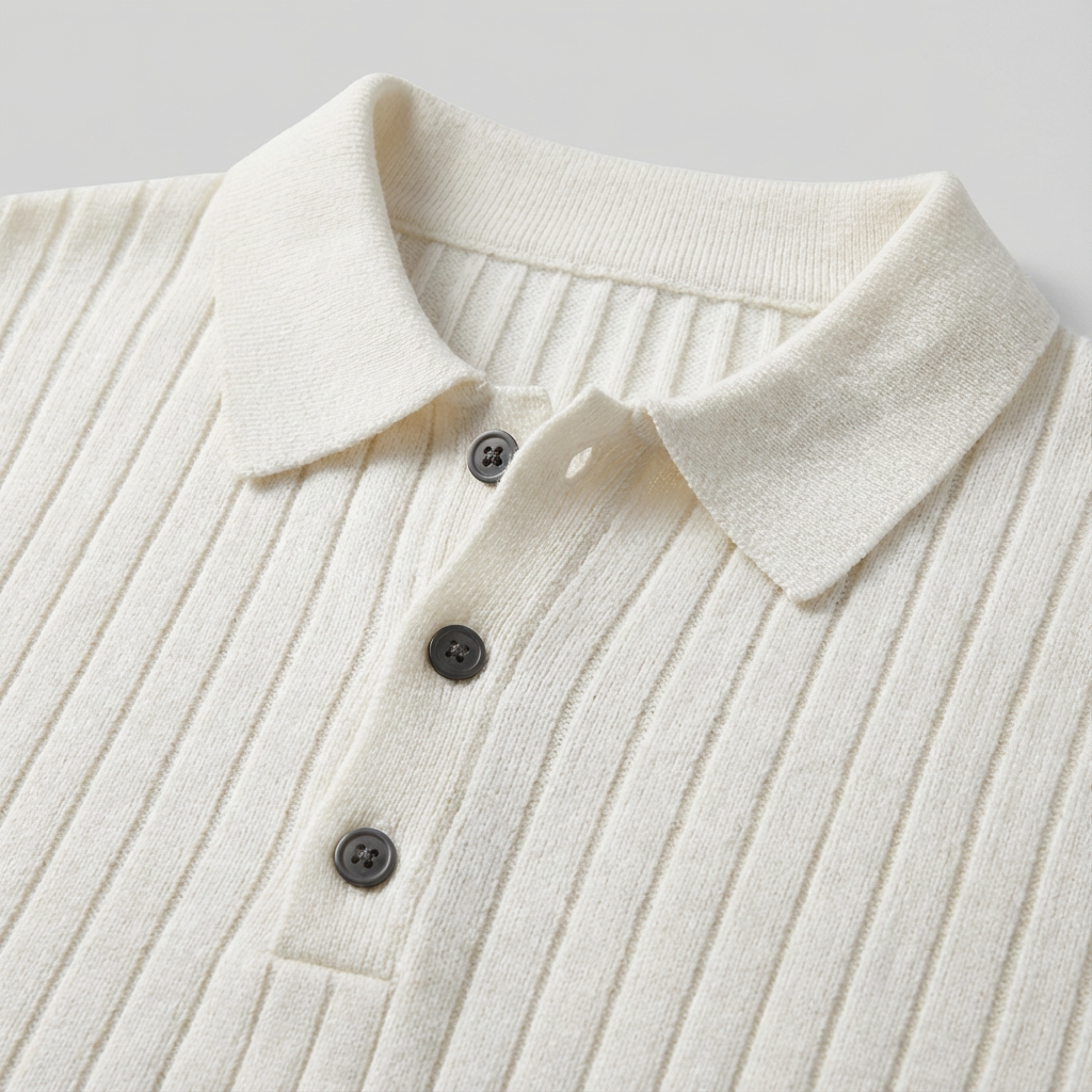 Men's Knit Polo Shirt - Short Sleeve Casual Sweater Top
