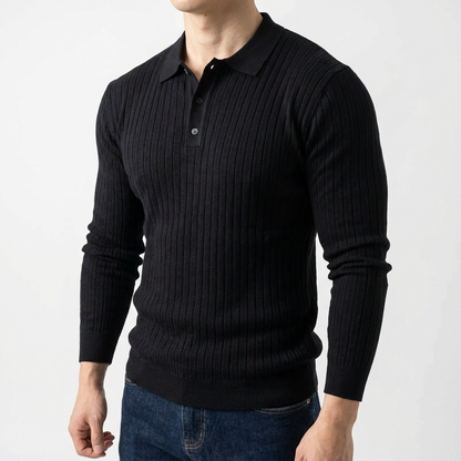 Men's Knit Polo Shirt - Short Sleeve Casual Sweater Top
