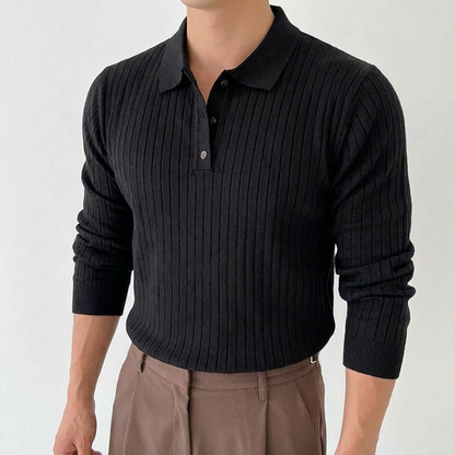 Men's Knit Polo Shirt - Short Sleeve Casual Sweater Top