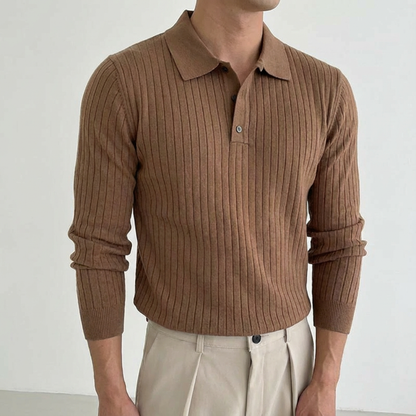 Men's Knit Polo Shirt - Short Sleeve Casual Sweater Top