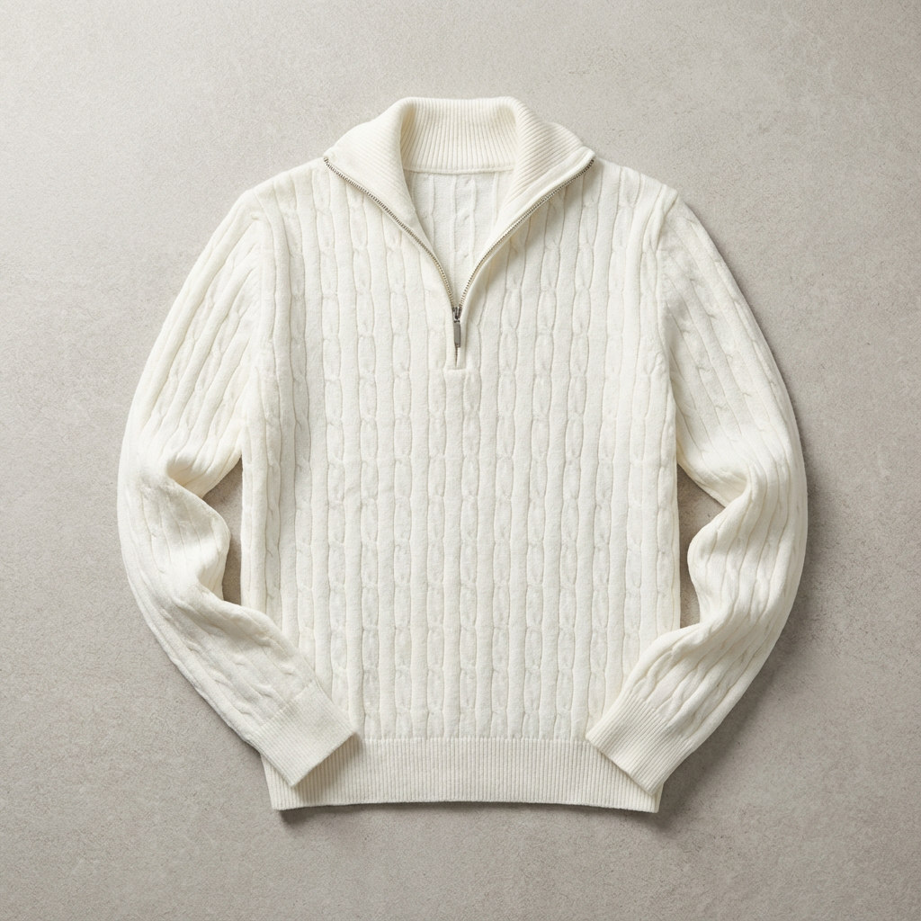 Men's Merino Wool Half Zip Sweater - Knit Pullover
