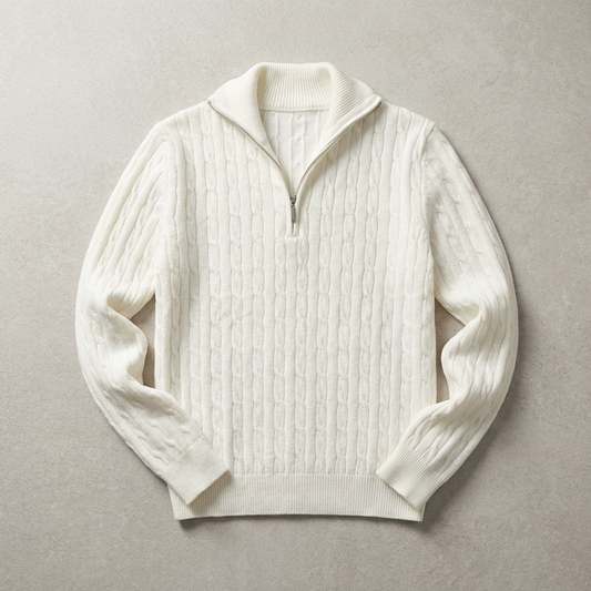 Men's Merino Wool Half Zip Sweater - Knit Pullover
