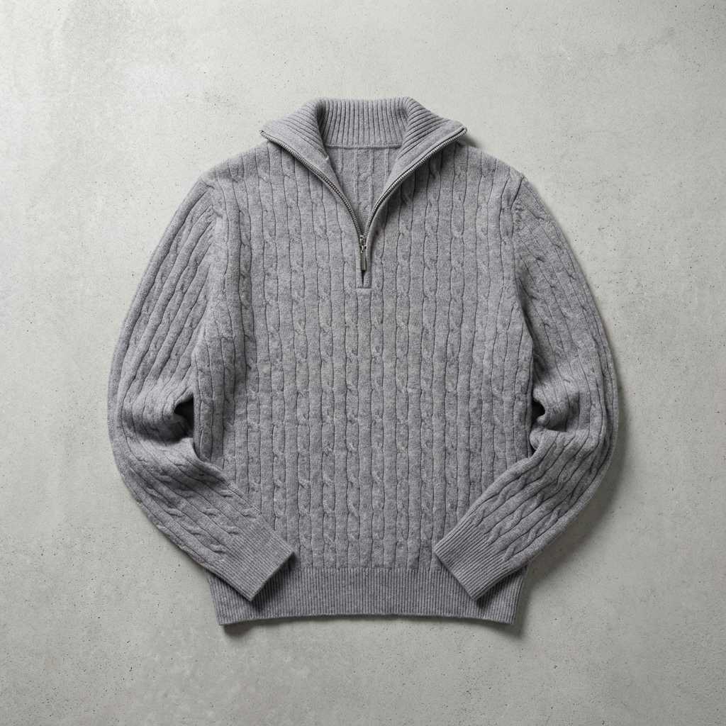 Men's Merino Wool Half Zip Sweater - Knit Pullover