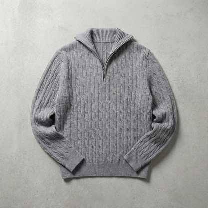 Men's Merino Wool Half Zip Sweater - Knit Pullover