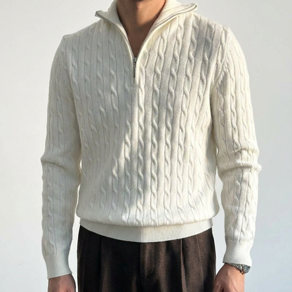 Men's Merino Wool Quarter Zip Sweater - Knit Pullover