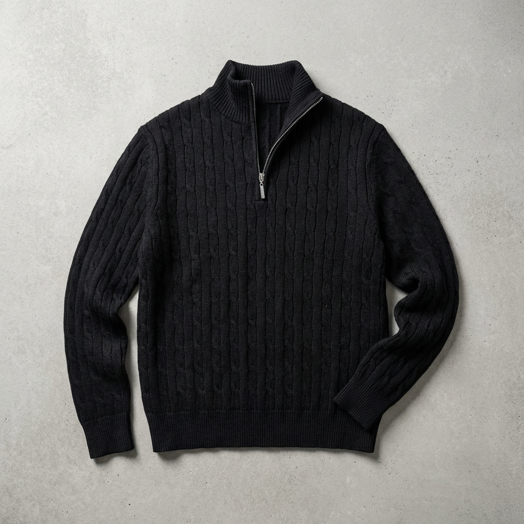 Men's Merino Wool Half Zip Sweater - Knit Pullover