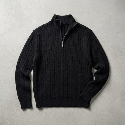 Men's Merino Wool Half Zip Sweater - Knit Pullover