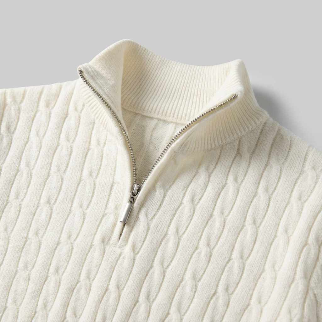 Men's Merino Wool Quarter Zip Sweater - Knit Pullover
