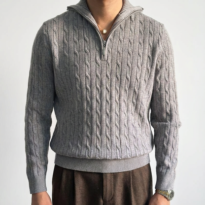 Men's Merino Wool Quarter Zip Sweater - Knit Pullover