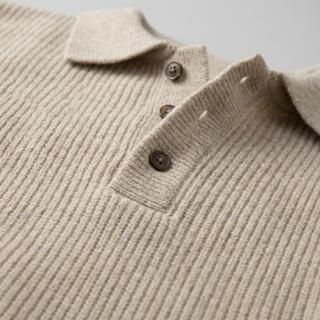Men's Knit Polo Shirt - Short Sleeve Casual Sweater Top