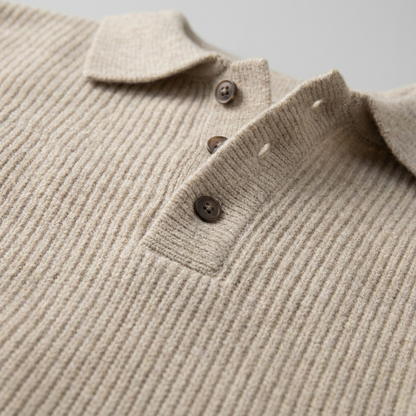 Men's Knit Polo Shirt - Short Sleeve Casual Sweater Top