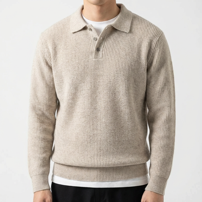 Men's Knit Polo Shirt - Short Sleeve Casual Sweater Top