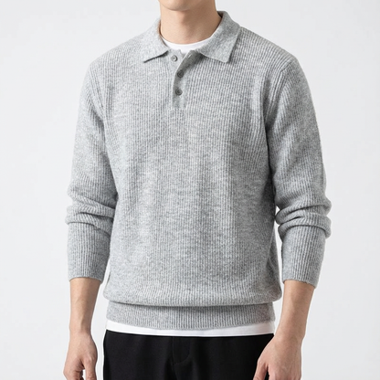 Men's Knit Polo Shirt - Short Sleeve Casual Sweater Top