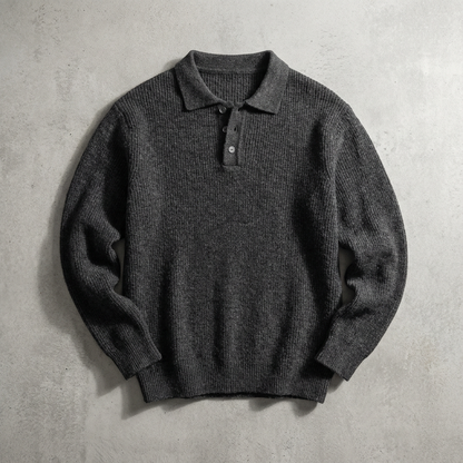 Men's Knit Polo Shirt - Short Sleeve Casual Sweater Top