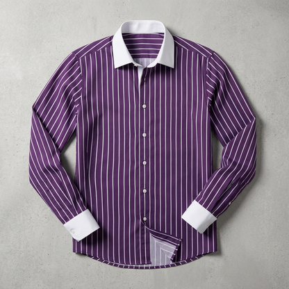 Men's Cotton Striped Knit Shirt - Casual Short Sleeve Top