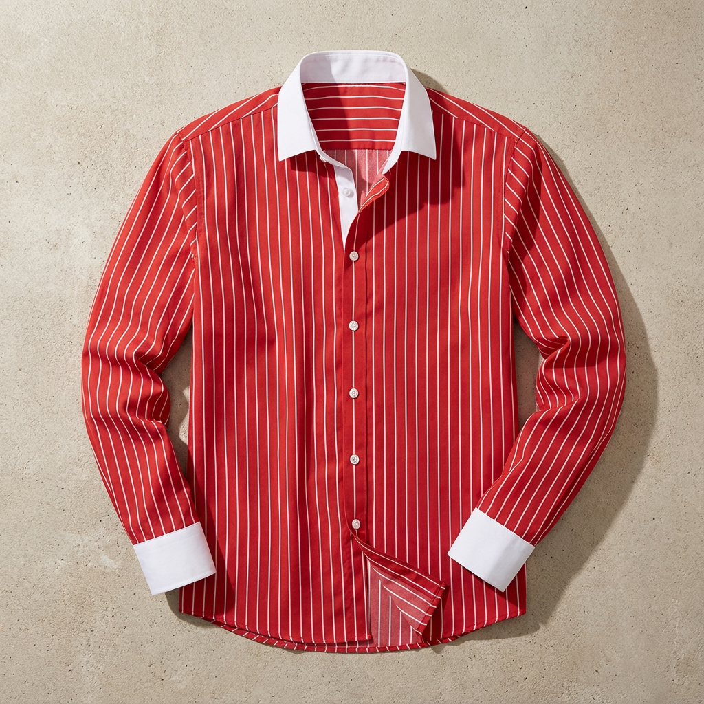 Men's Cotton Striped Knit Shirt - Casual Short Sleeve Top
