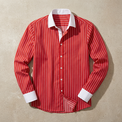 Men's Cotton Striped Knit Shirt - Casual Short Sleeve Top