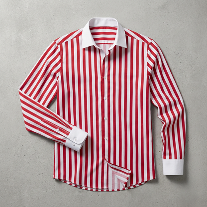 Men's Cotton Striped Knit Shirt - Casual Short Sleeve Top