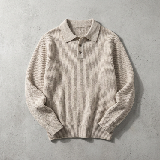 Men's Knit Polo Shirt - Short Sleeve Casual Sweater Top