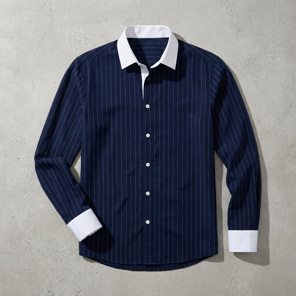 Men's Cotton Striped Knit Shirt - Casual Short Sleeve Top