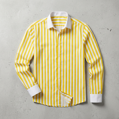 Men's Cotton Striped Knit Shirt - Casual Short Sleeve Top