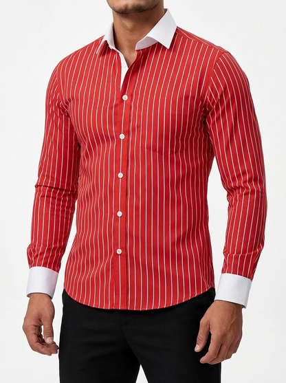Men's Cotton Striped Knit Shirt - Casual Short Sleeve Top