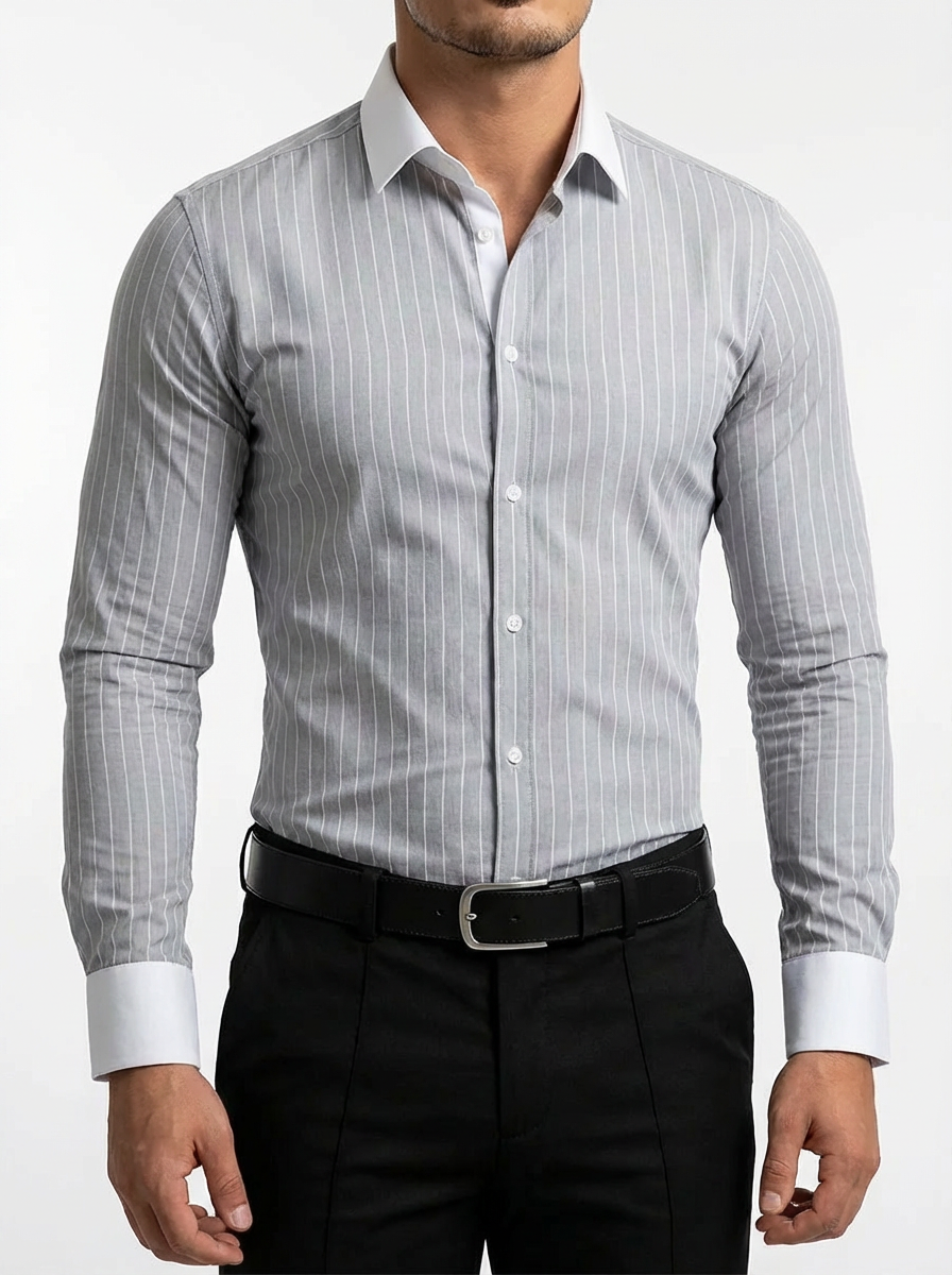 Men's Cotton Striped Knit Shirt - Casual Short Sleeve Top