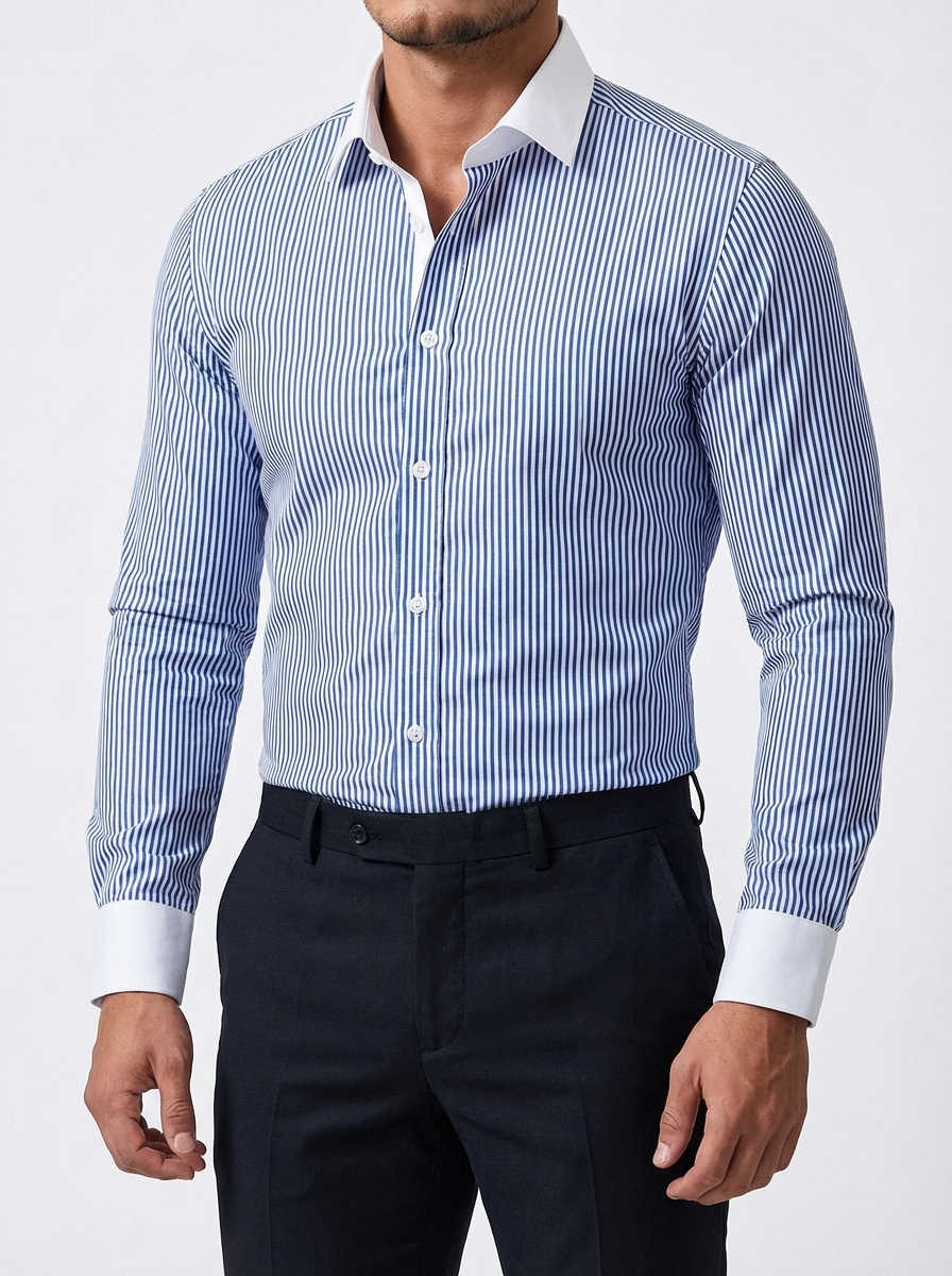 Men's Cotton Striped Knit Shirt - Casual Short Sleeve Top