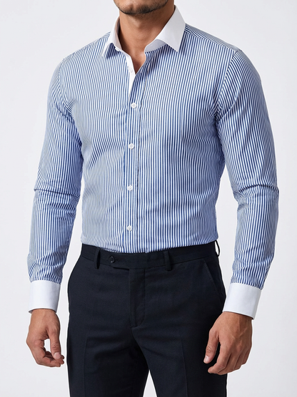 Men's Cotton Striped Knit Shirt - Casual Short Sleeve Top