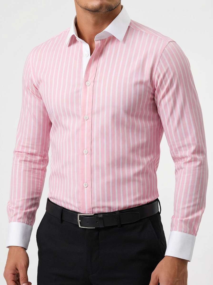 Men's Cotton Striped Knit Shirt - Casual Short Sleeve Top