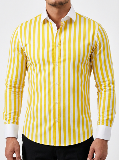 Men's Cotton Striped Knit Shirt - Casual Short Sleeve Top