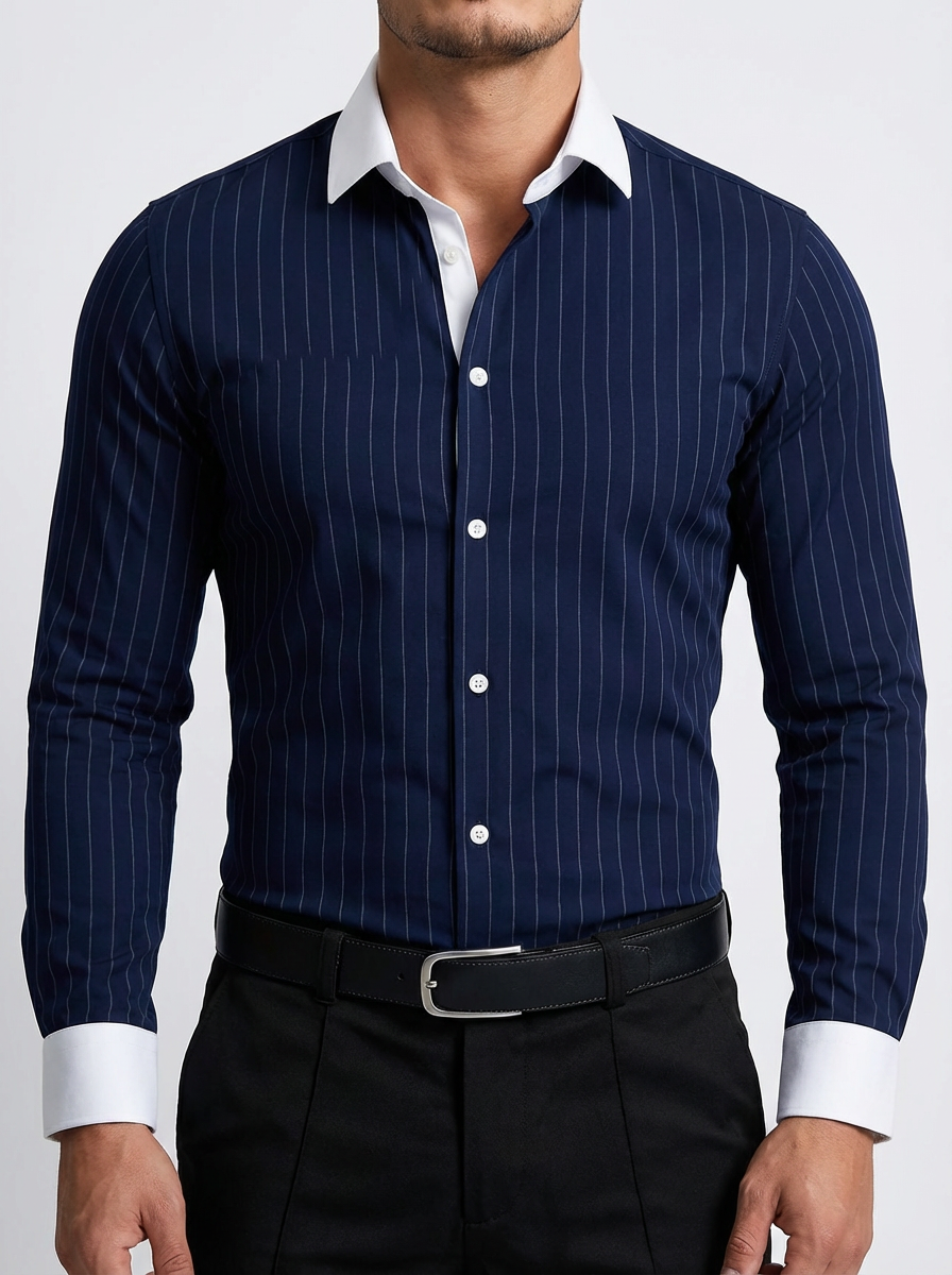 Men's Cotton Striped Knit Shirt - Casual Short Sleeve Top