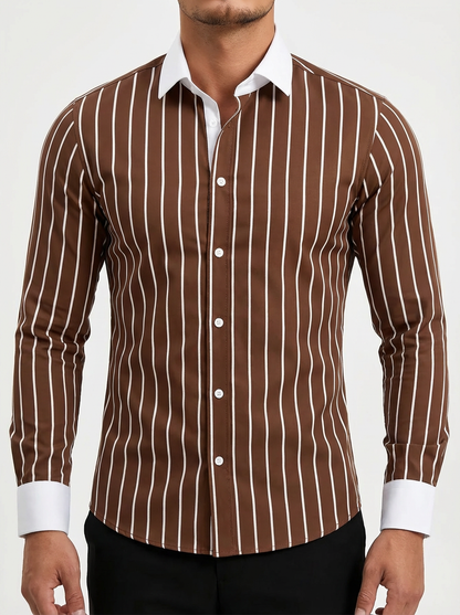 Men's Cotton Striped Knit Shirt - Casual Short Sleeve Top