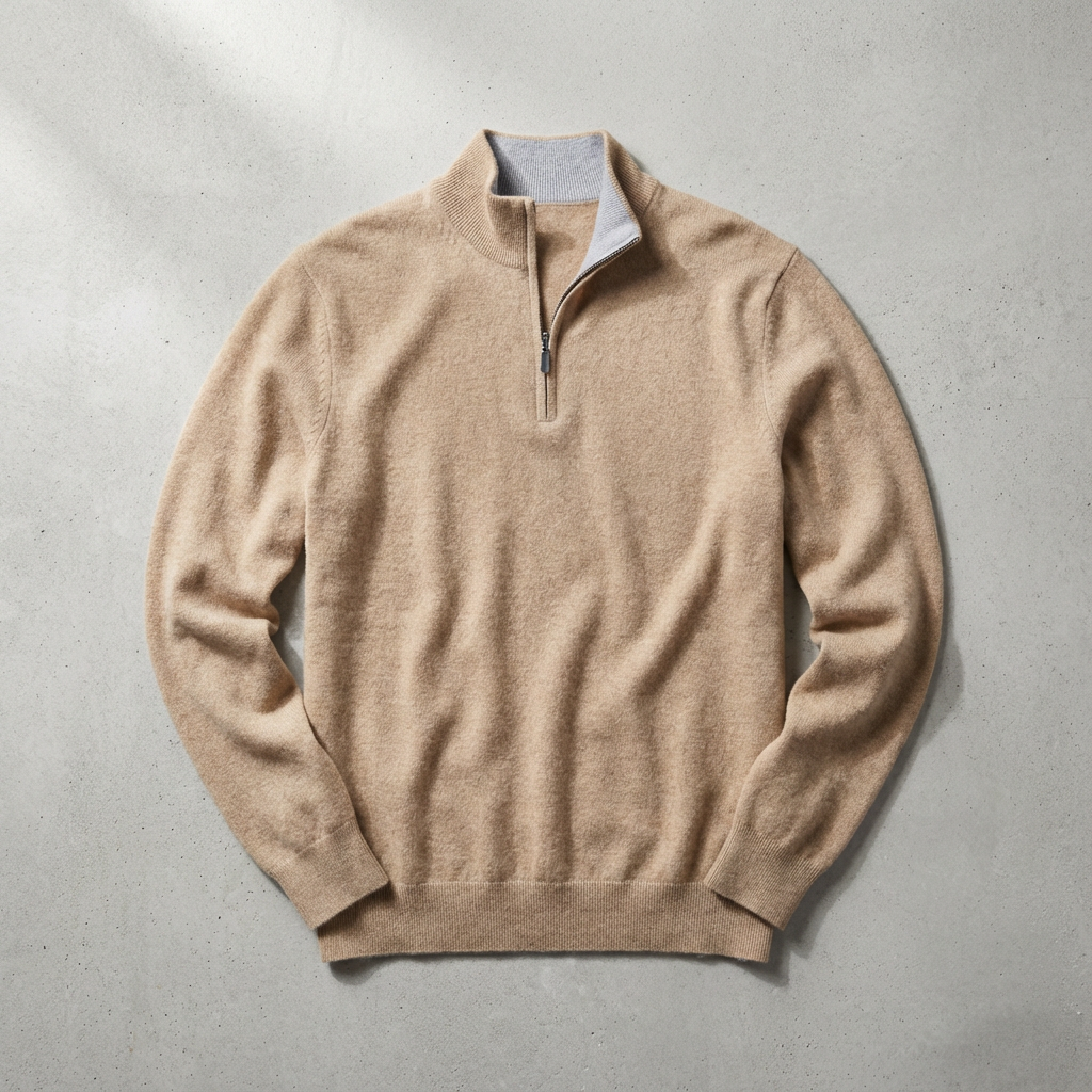 Men's Cashmere Quarter Zip Sweater - Soft Knit Pullover