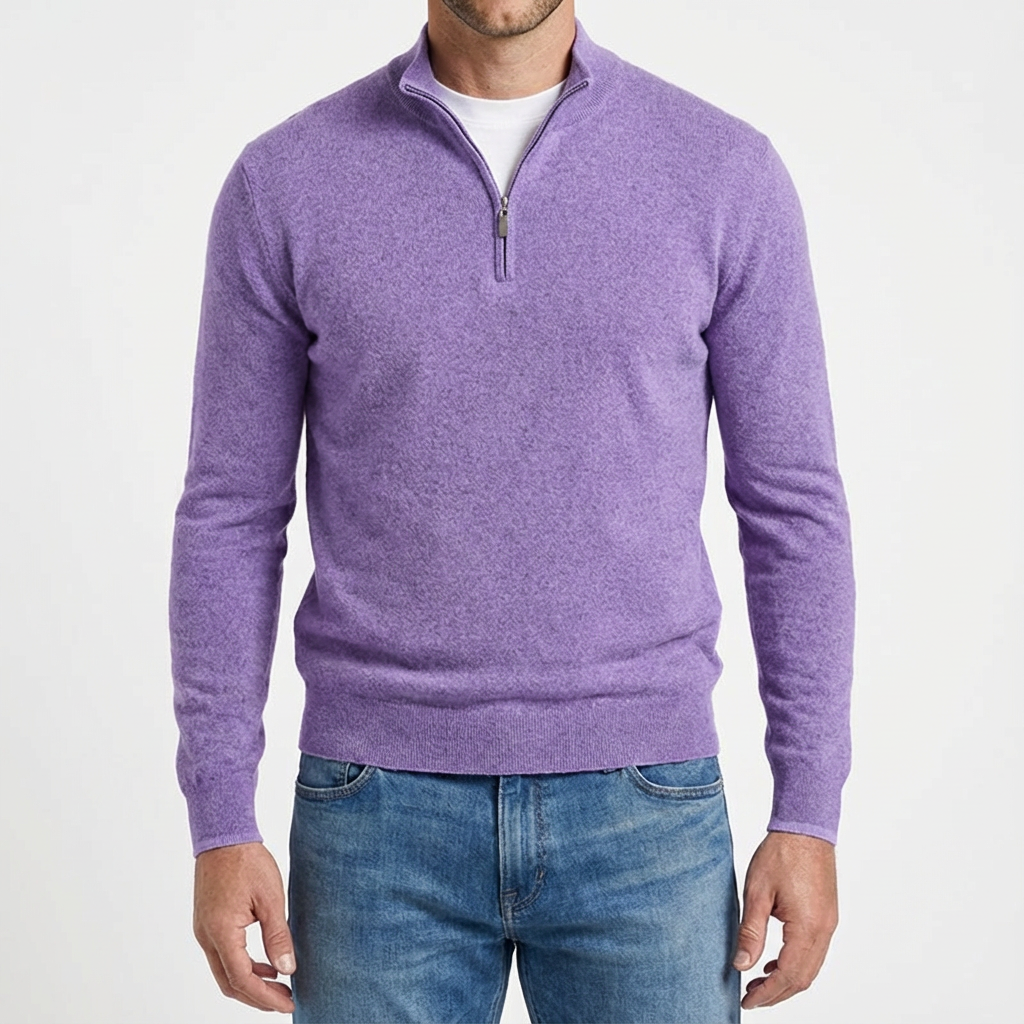 Men's Cashmere Quarter Zip Sweater - Soft Knit Pullover