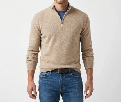 Men's Cashmere Quarter Zip Sweater - Soft Knit Pullover