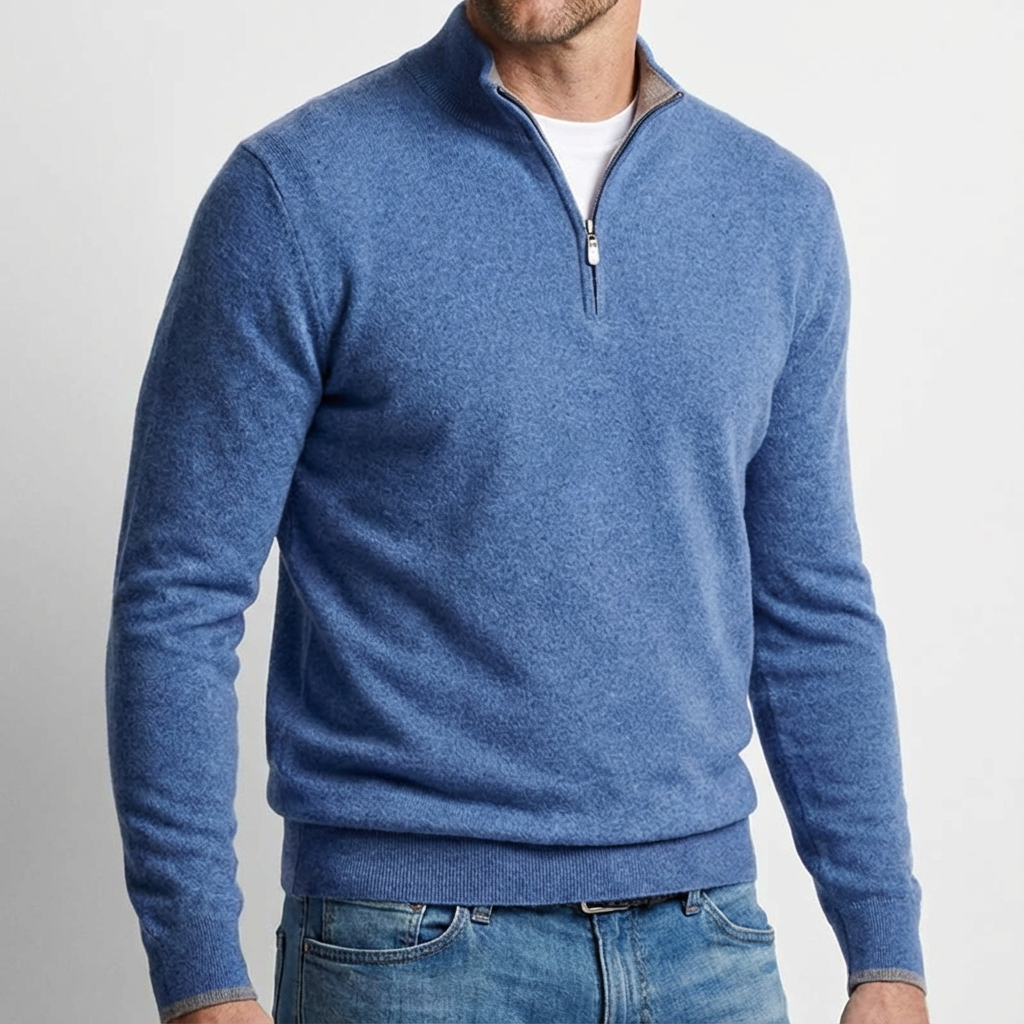 Men's Cashmere Quarter Zip Sweater - Soft Knit Pullover