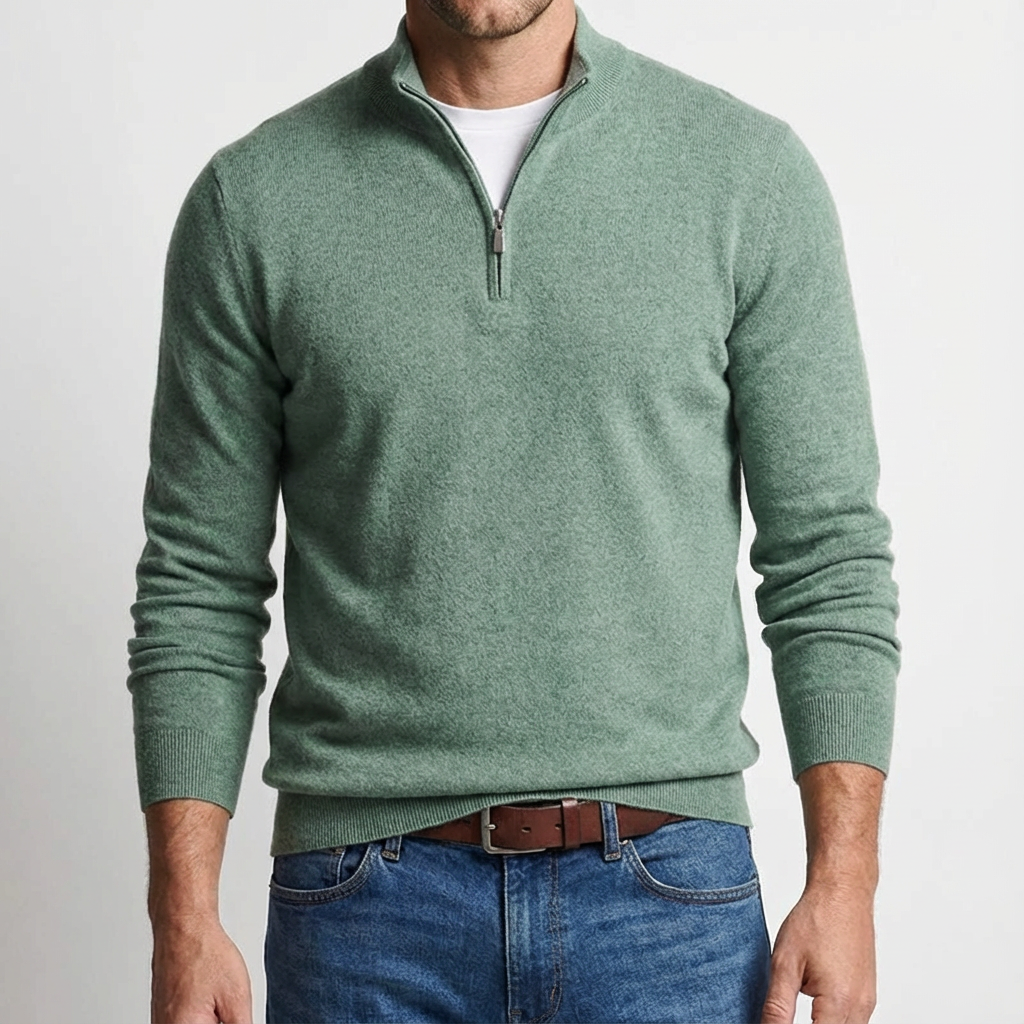Men's Cashmere Quarter Zip Sweater - Soft Knit Pullover