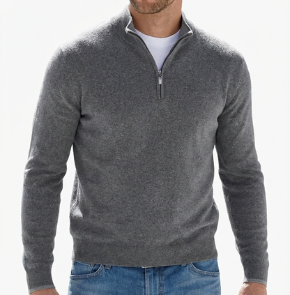 Men's Cashmere Quarter Zip Sweater - Soft Knit Pullover