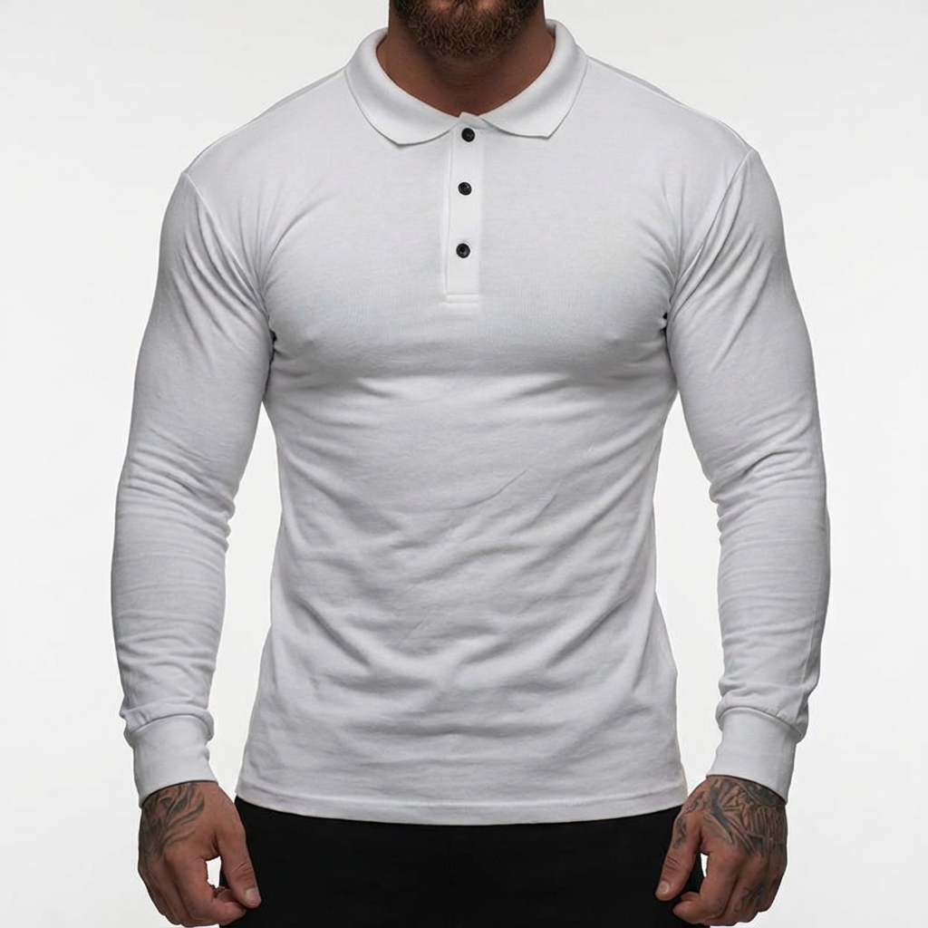 Men's Cotton Stretch Polo Shirt - Short Sleeve Casual Top