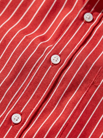 Men's Cotton Striped Knit Shirt - Casual Short Sleeve Top