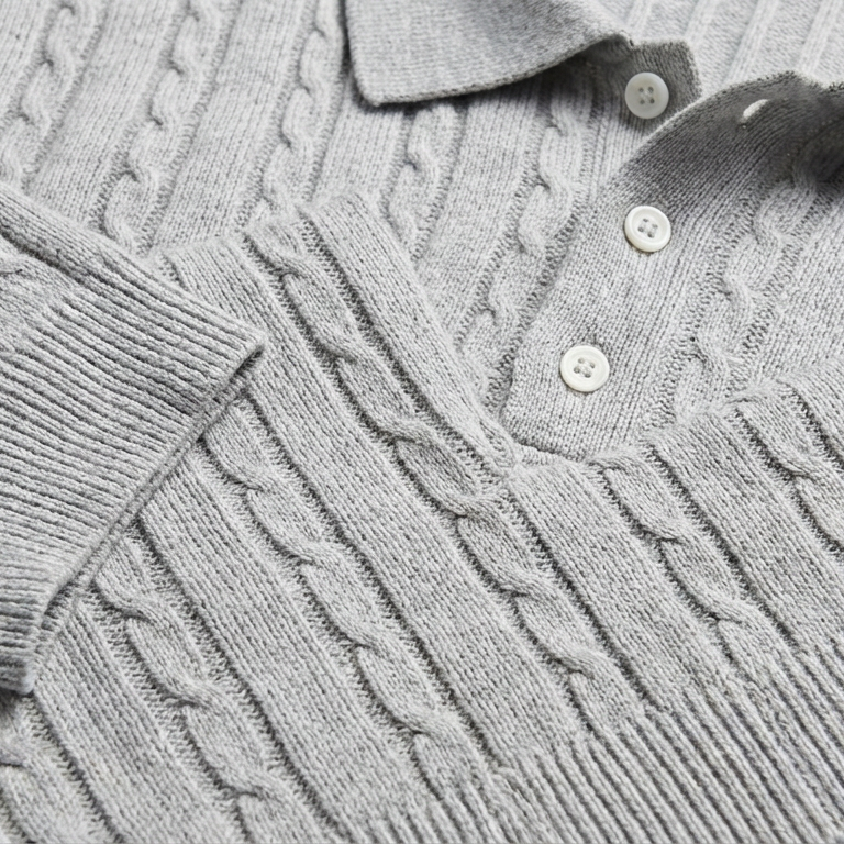 Men's Jacquard Knit Polo Shirt - Short Sleeve Casual Top