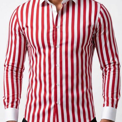 Men's Cotton Striped Knit Shirt - Casual Short Sleeve Top