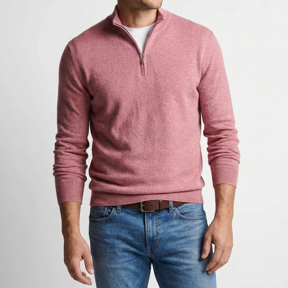 Men's Cashmere Quarter Zip Sweater - Soft Knit Pullover