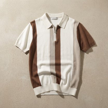 Men's Knit Zip Polo Shirt - Lightweight Casual Top